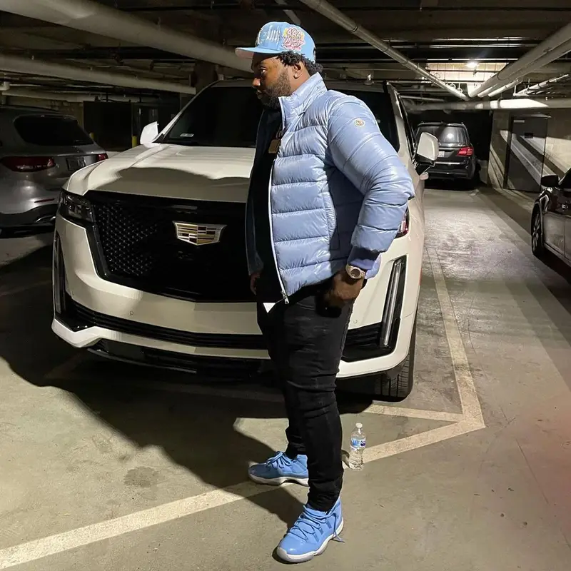 Peezy outfit in Moncler, Amiri, and Jordan, 2021