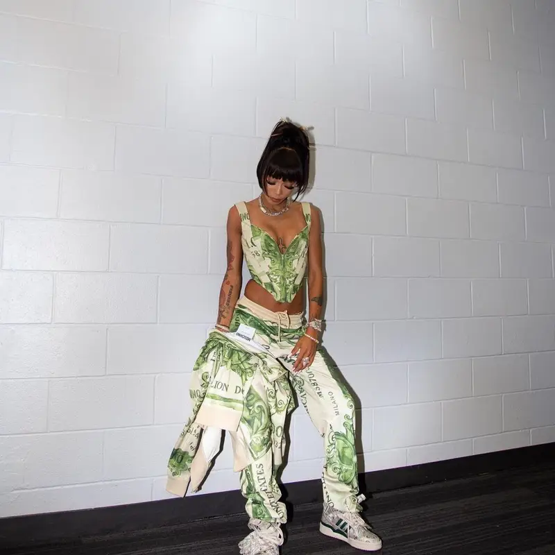 Coi Leray outfit in Moschino, Adidas, and Jeremy Scott, 2021