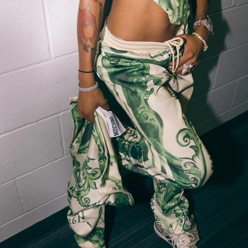 Coi Leray outfit in Moschino, Adidas, and Jeremy Scott, 2021