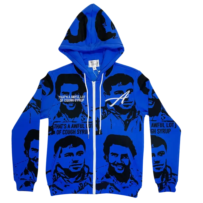 Asaali Logo Blue Zip Hoodie $250