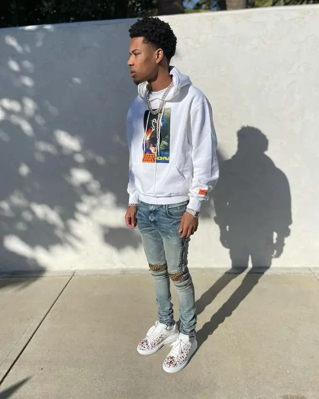 Nardo Wick outfit in Heron Preston, Amiri, and Alexander McQueen, 2021