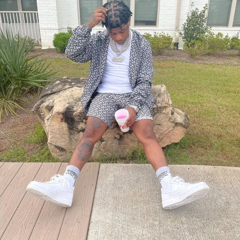Rylo Rodriguez outfit in Burberry and Nike, 2021