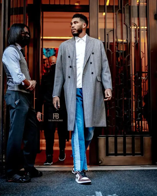 Jayson Tatum outfit in Valentino and Nike, 2021