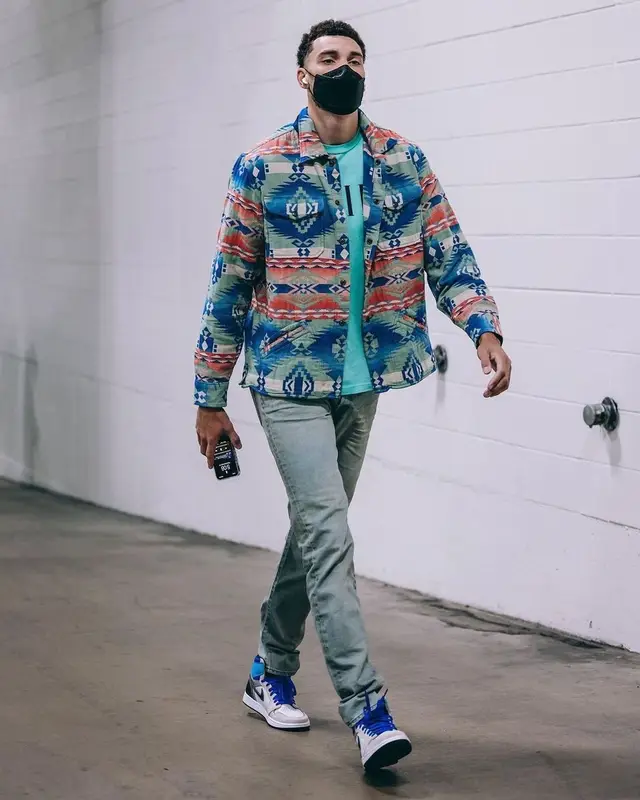 Zach LaVine outfit in Ralph Lauren, Amiri, and John Elliott, 2021