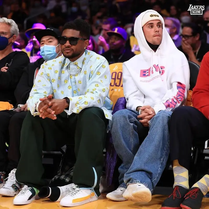 Justin Bieber outfit in Jaden Smith Merch, Balenciaga, and Drew House, 2021
