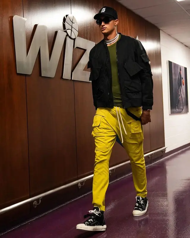 Kyle Kuzma outfit in Undercover, Rick Owens, and Childhood Dreams, 2021