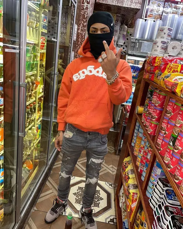 Kay Flock outfit in Spider Worldwide, Amiri, and Nike, 2021