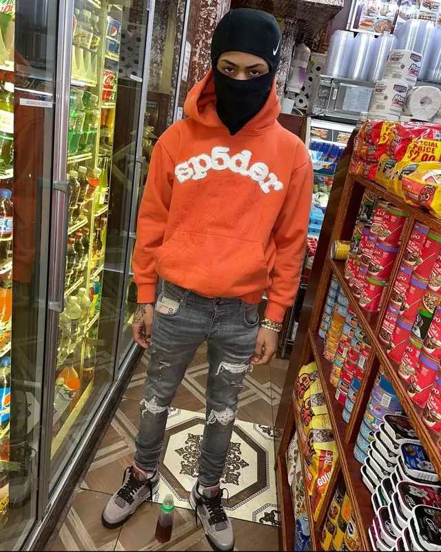Kay Flock outfit in Spider Worldwide, Amiri, and Nike, 2021