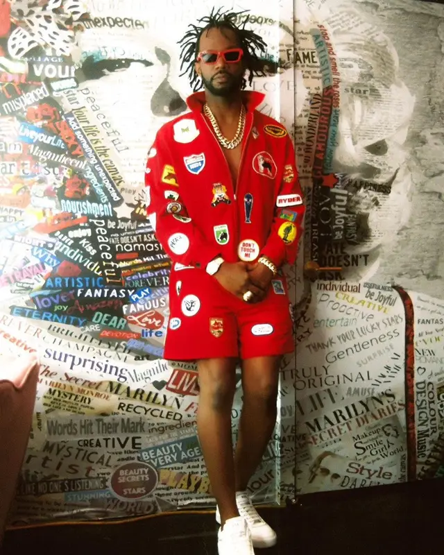 Juicy J outfit in Bode and Versace, 2021