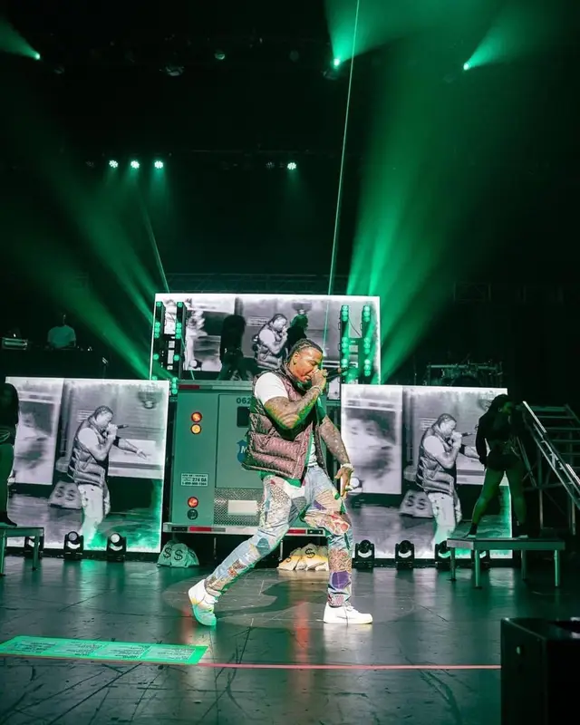 Moneybagg Yo outfit in Dior, Kapital, and Nike, 2021