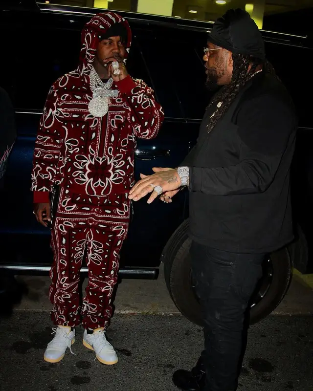 EST Gee outfit in Rhude, Amiri, and Nike, 2021