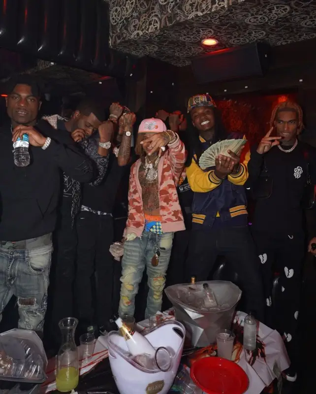 SpotemGottem outfit in Bape, Off-White, and Mitchell & Ness, 2021