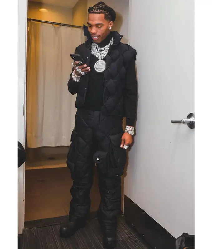 Lil Baby outfit in Bottega Veneta, 2021