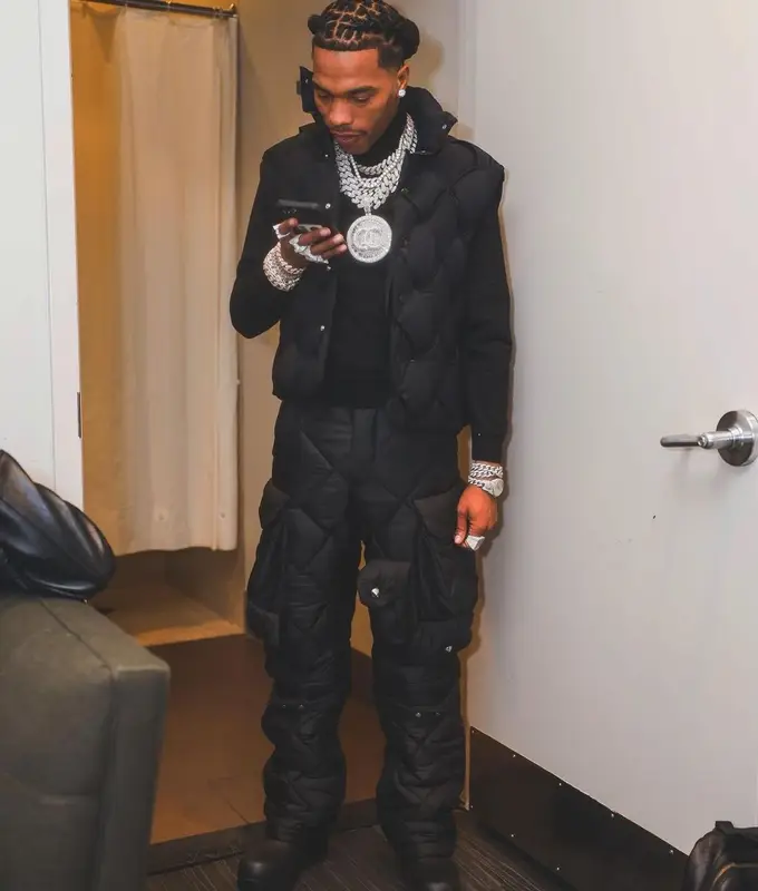 Lil Baby outfit in Bottega Veneta, 2021