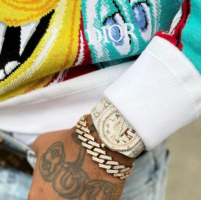 Fivio Foreign outfit in Dior, Amiri, and Nike, 2021