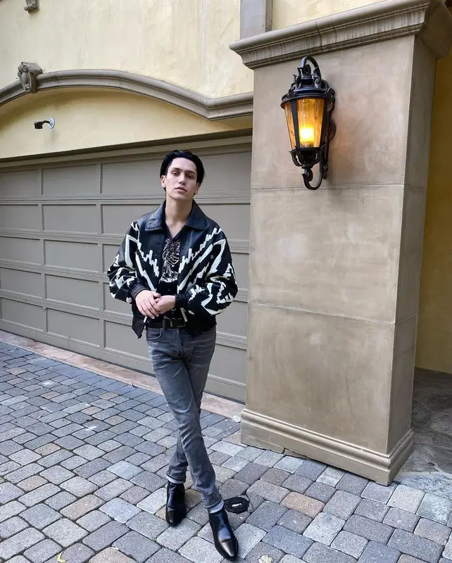 Lil Huddy outfit in Celine and AllSaints, 2021