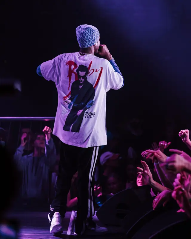 Pierre Bourne outfit in Vintage, Jimi Vain, and Sossboy, 2021
