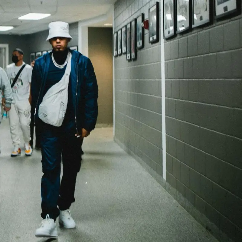 Myke Towers outfit in Nike and Prada, 2021