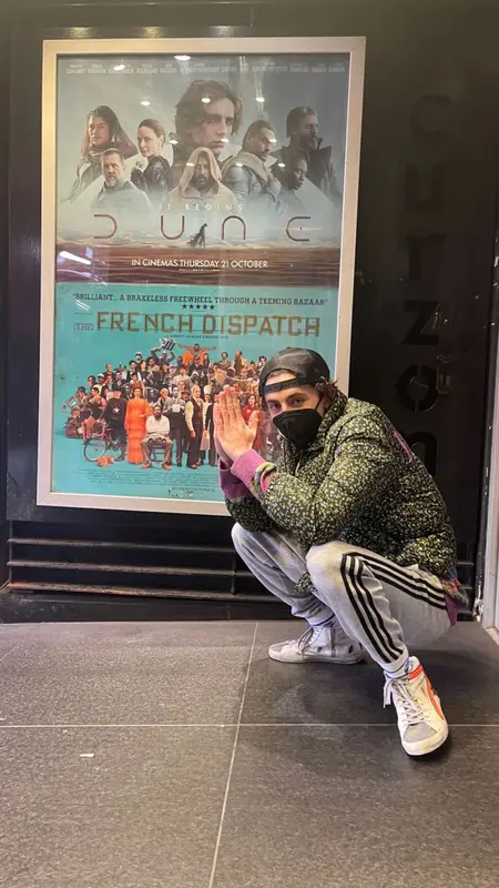 Timothee Chalamet outfit in Gucci, Adidas, and Liberty London, 2021