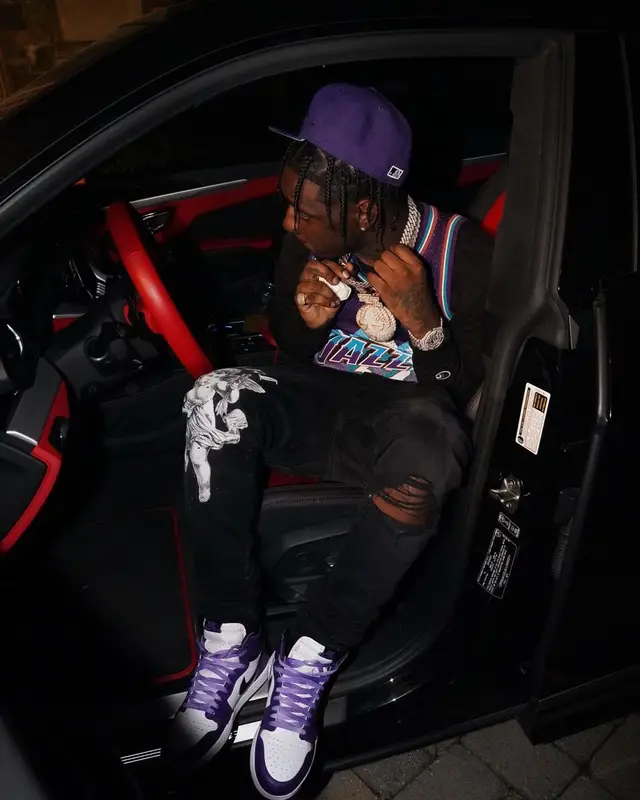 Sleepy Hallow outfit in Mitchell & Ness, Amiri, and Cough Syrup, 2021