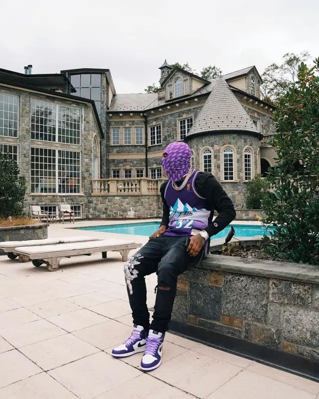 Sleepy Hallow outfit in Mitchell & Ness, Amiri, and Cough Syrup, 2021
