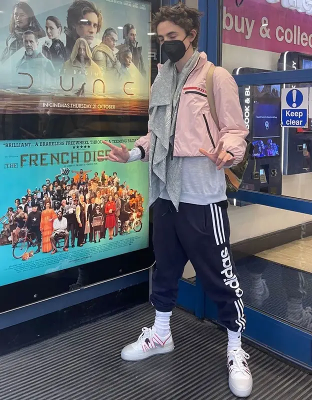 Timothee Chalamet outfit in Prada, Louis Vuitton, and NBA, 2021