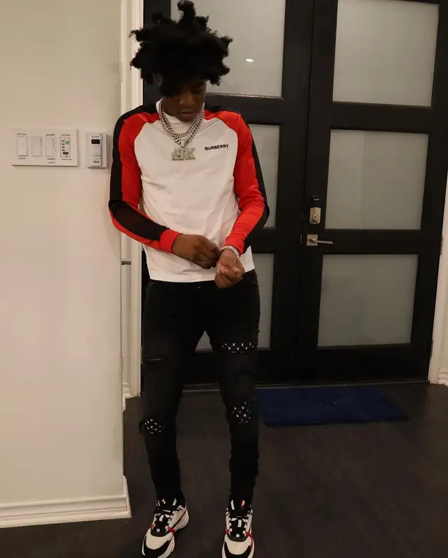 Yungeen Ace outfit in Burberry, Amiri, and Playboy, 2021