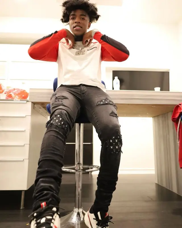 Yungeen Ace outfit in Burberry, Amiri, and Playboy, 2021