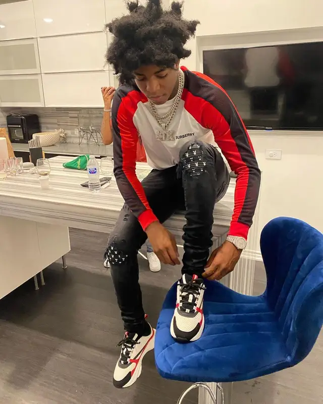 Yungeen Ace outfit in Burberry, Amiri, and Playboy, 2021