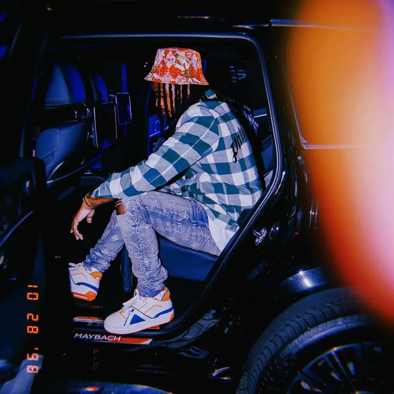 Babyface Ray outfit in Palm Angels, Amiri, and Casablanca, 2021