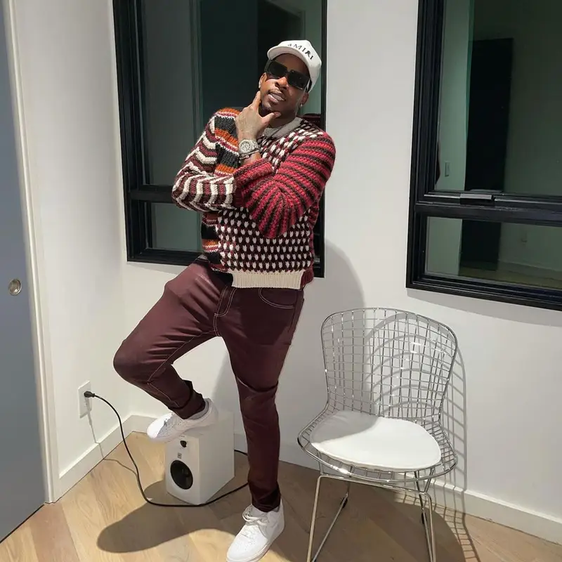 Lil Duke outfit in Loewe, Amiri, and Playboy, 2021