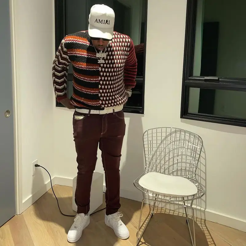 Lil Duke outfit in Loewe, Amiri, and Playboy, 2021
