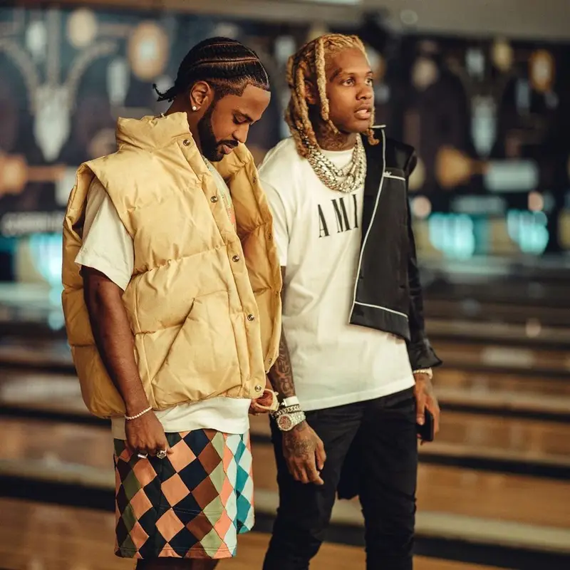 Lil Durk outfit in Amiri and Nike, 2021