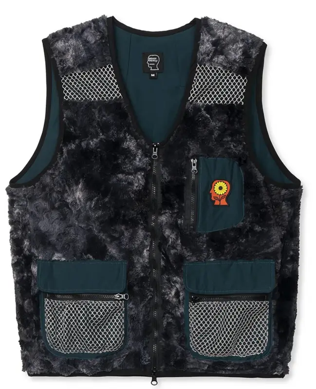 Brain Dead Novelty Dyed Fur Sunflower Black Tactical Vest $220