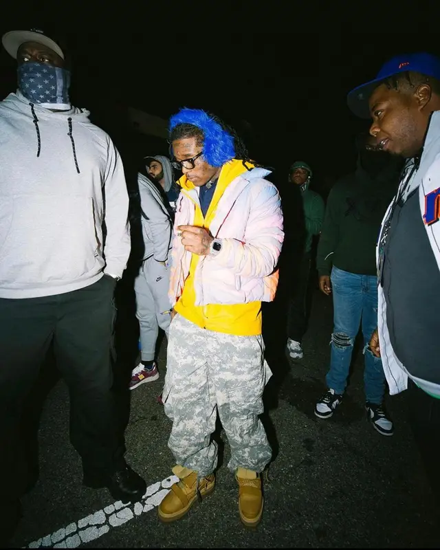 Lil Uzi Vert outfit in ERL, Polo Ralph Lauren, and Dior, 2021