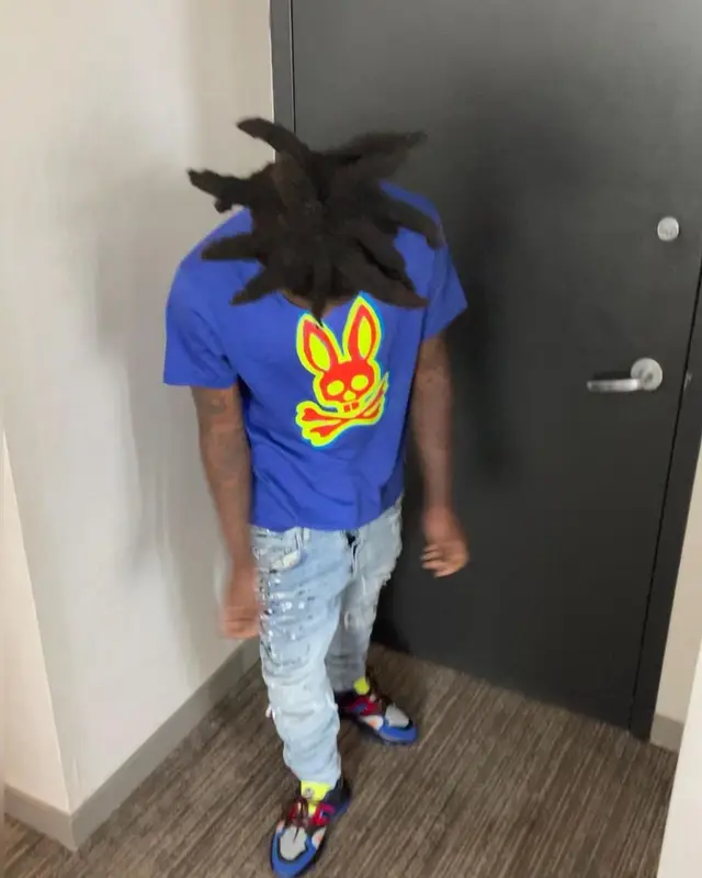 Kodak Black outfit in Psycho Bunny and Amiri, 2021
