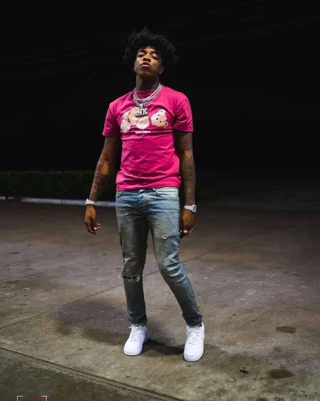 Yungeen Ace outfit in Palm Angels, Purple Brand, and Nike, 2021
