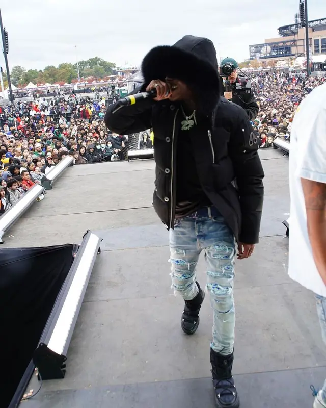 22Gz outfit in Moose Knuckles Canada, Amiri, and Louis Vuitton, 2021