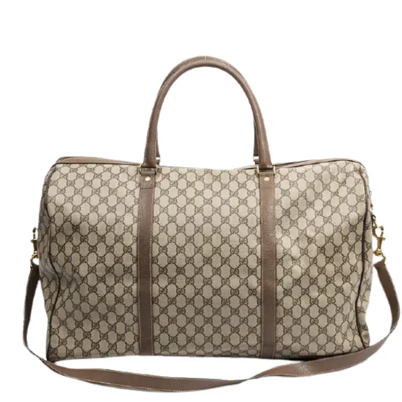 Gucci Duffle Vintage Large Beige/Brown Coated Canvas Weekend/Travel Bag