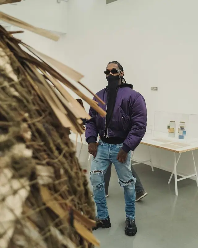 Offset outfit in Prada and Rick Owens, 2021