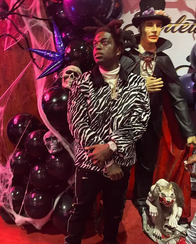 Kodak Black outfit in Obey, Amiri, and Gucci, 2021