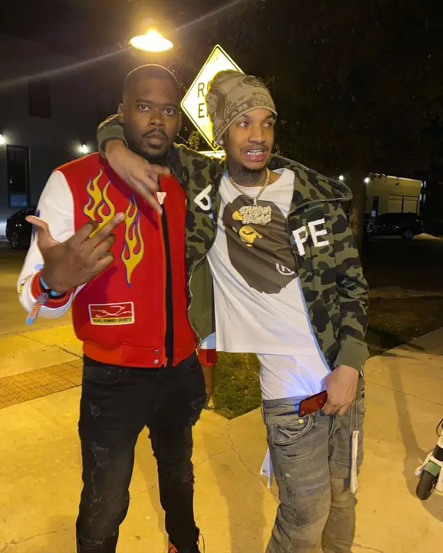 Stunna 4 Vegas outfit in Bape, Purple Brand, and Supreme, 2021