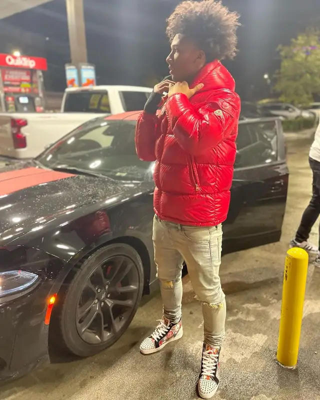 Mikey outfit in Moncler, Amiri, and Christian Louboutin, 2021