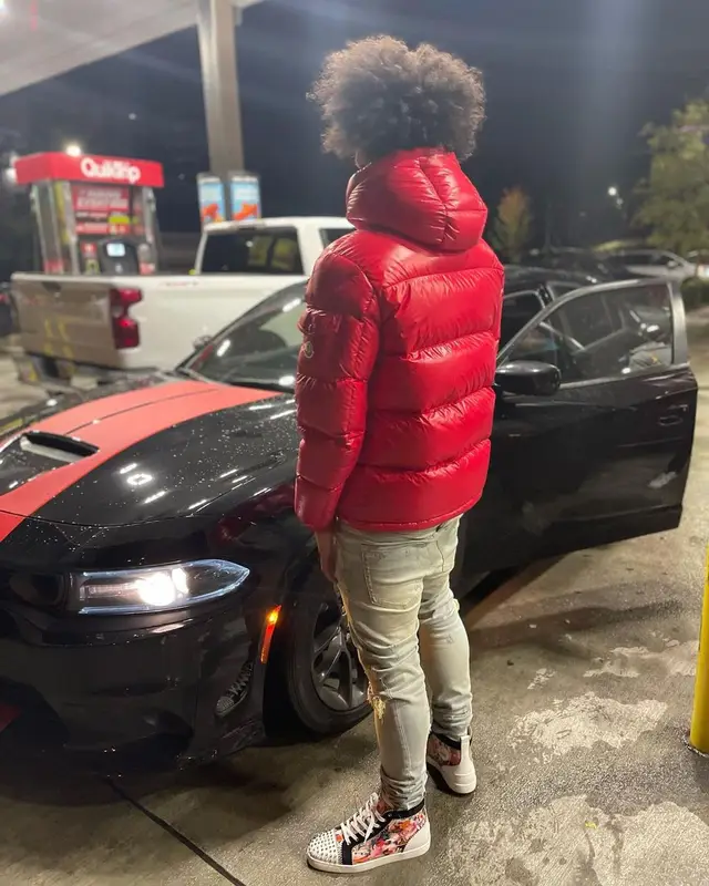 Mikey outfit in Moncler, Amiri, and Christian Louboutin, 2021