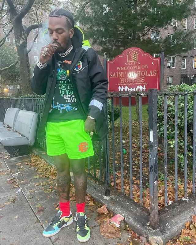 Sauce Walka outfit in Global Currency, Eric Emanuel, and Nike, 2021