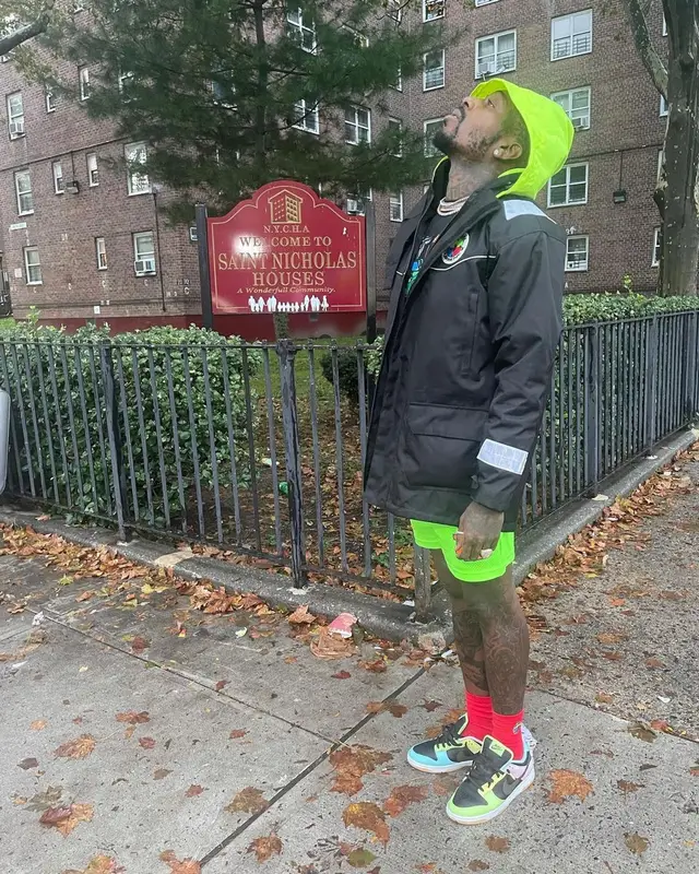 Sauce Walka outfit in Global Currency, Eric Emanuel, and Nike, 2021