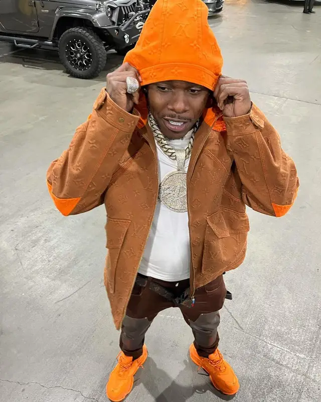 DaBaby outfit in Louis Vuitton, Amiri, and Balenciaga, 2021
