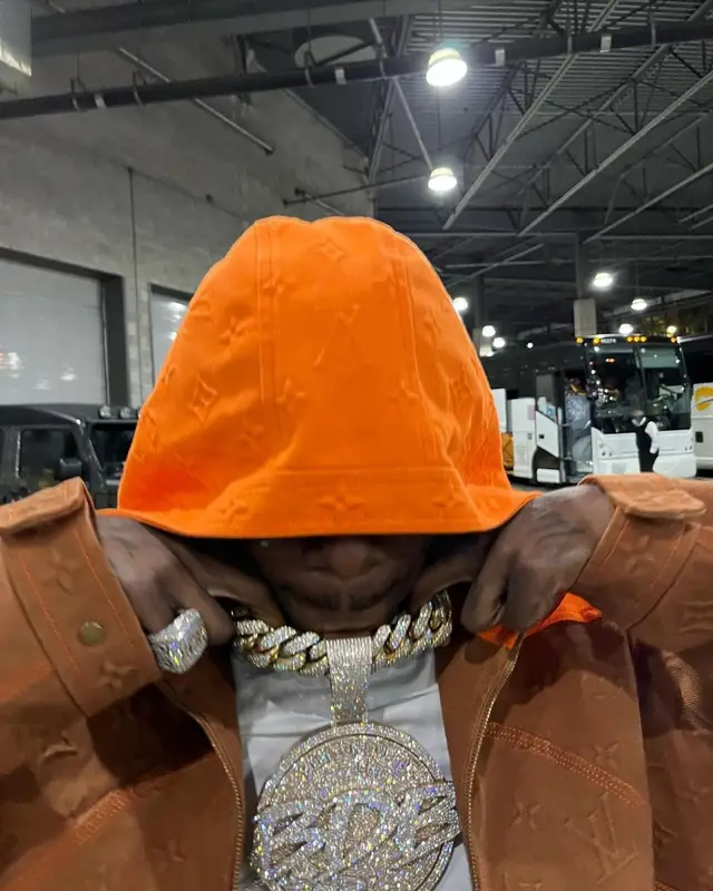 DaBaby outfit in Louis Vuitton, Amiri, and Balenciaga, 2021