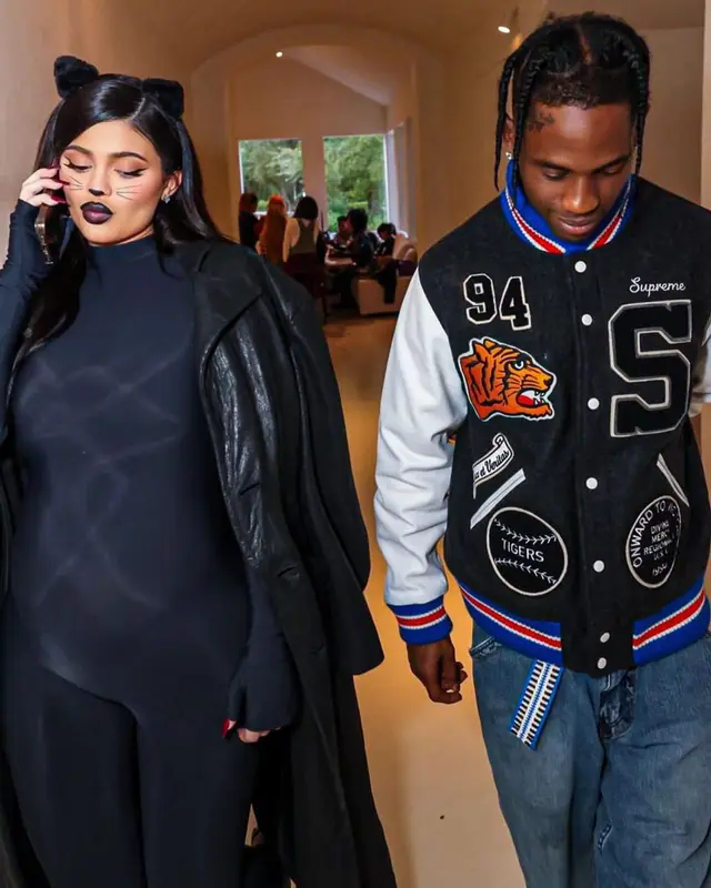 Travis Scott outfit in Supreme, Kapital, and Isabel Marant, 2021