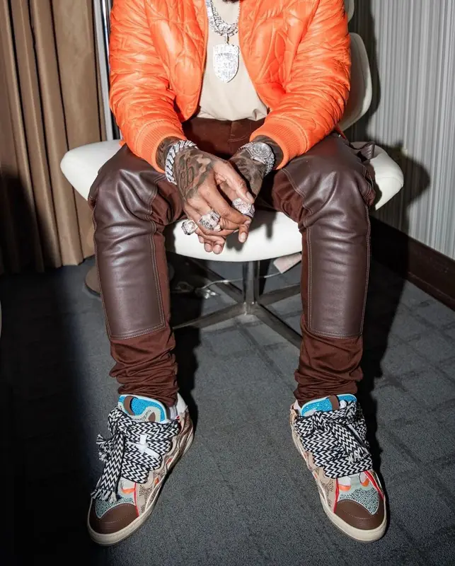 Moneybagg Yo outfit in Amiri, Lanvin, and Louis Vuitton, 2021